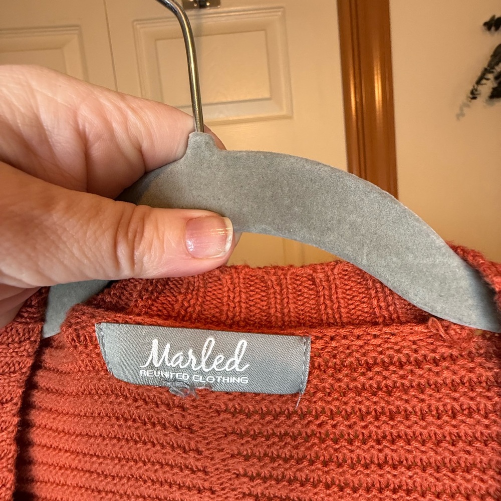 Marled Open-Front Cardigan in Rust - Picture 3 of 9